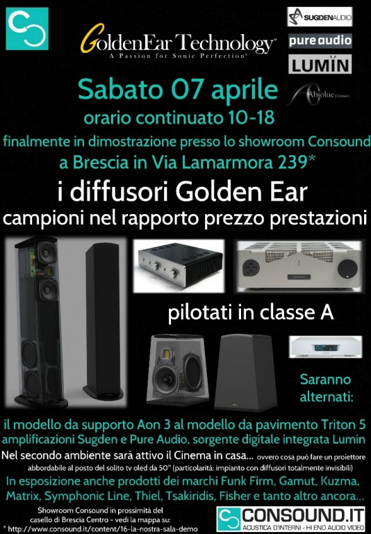 Demo diffusori GoldenEar da Consound